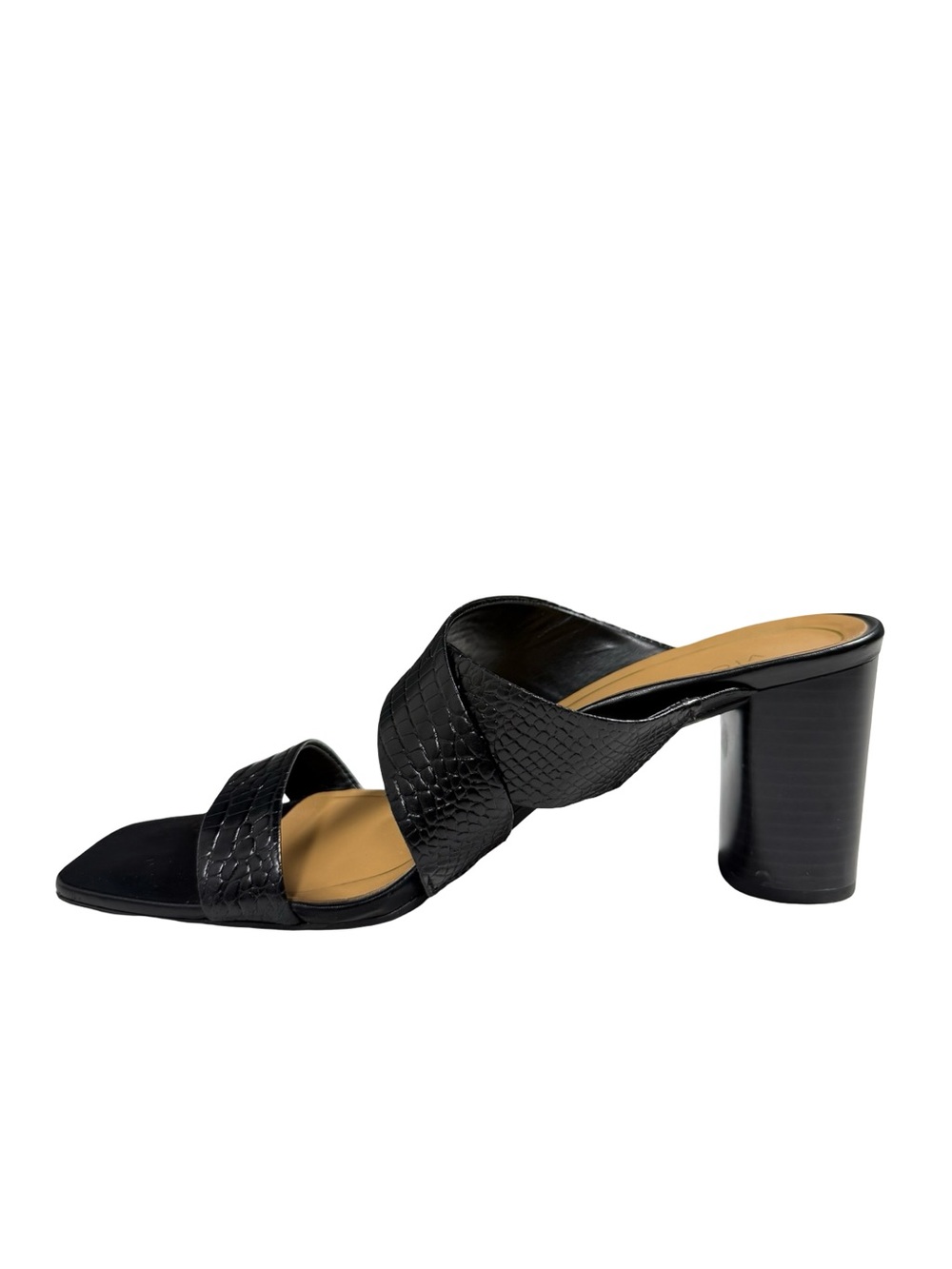 Vionic Merlot Black Croc Embossed Leather Block Heel Comfort Sandals Womens 10 - Picture 5 of 13